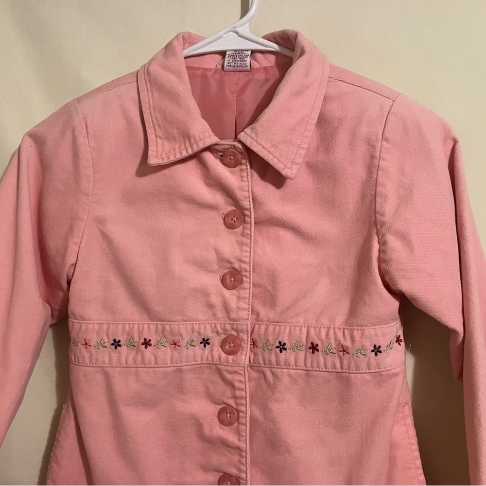 Gymboree Girl's Pink Corduroy Floral Embroidered Overcoat Size XL 6 YRS Vintage